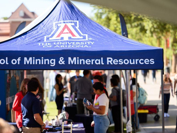 A School of Mining & Mineral Resources tent at the University of Arizona.