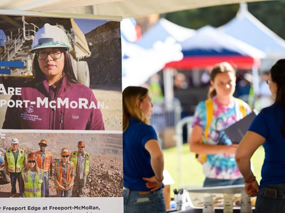 A poster about Freeport-McMoRan on the University of Arizona campus