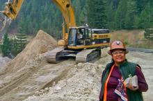 Ana Ingstrom, UA alumna and the first woman to receive a mining engineering degree in Mexico, examines a rock during a day on the job as a mining engineer for the U.S. Forest Service in Colorado.