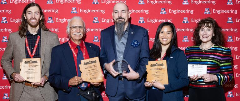 Alex Reynoso (second from left) at the 2023 Homecoming Engineers Breakfast