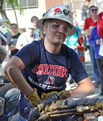 Allison Hagerman at UA jacklag drilling competition. Photo by Patrick McArdle/UANews